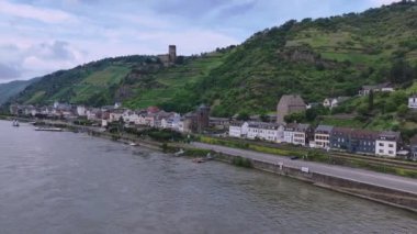 Kaub Kasabası Rhine Sahili, Almanya, Hava Manzarası