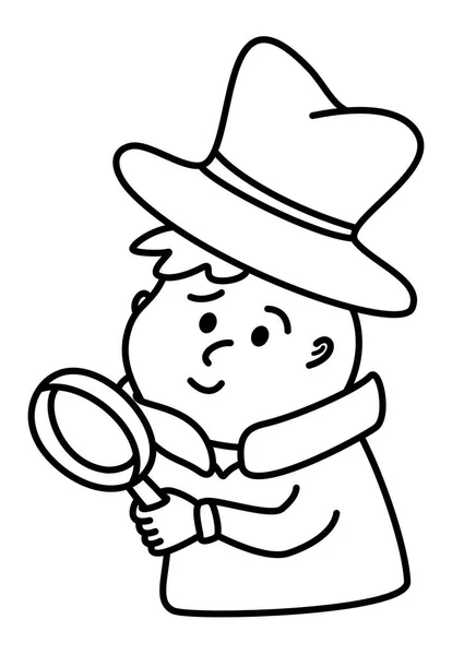 Detective Boy Little Boy Wearing Detective Costume Hat Trench Coat — Stock Vector
