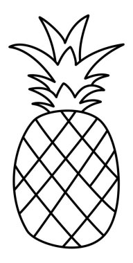 Ananas - Tatlı ve Ekşi Taze Meyve Siyah Çizgi Yiyecek, İçecekler, Sağlık ve Diyet Tasarımları için EPS Dosyası