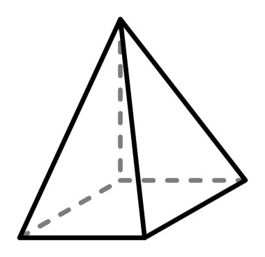 Kare Piramit - Dikdörtgen Piramit Siyah ve Beyaz Taslak Sanat Geometrik Şeklinde Anaokulu, Anaokulu, Birinci Sınıf vb. için Aritmetik Eğitimi.