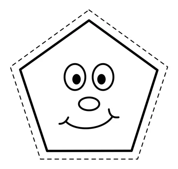 Пентагон Мерная Геометрическая Математическая Фигура Красивыми Глазами Базовый Нос Счастливое — стоковый вектор