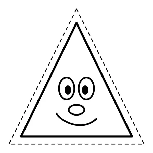 Triángulo Figura Geometría Bidimensional Básica Divertida Feliz Para Enseñar Matemáticas — Vector de stock