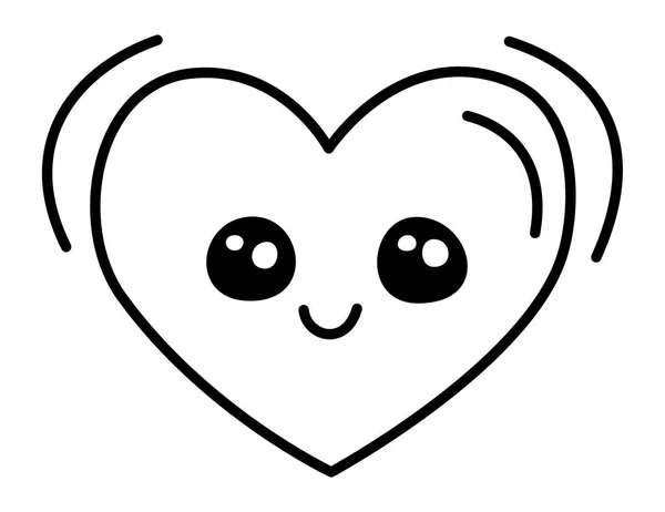 Coração Bonito Sorriso Rosto Amor Emoji Mostrando Felicidade Alegre Usado — Vetor de Stock