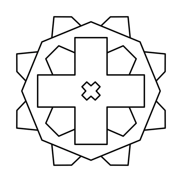 Mandala - Boş Simetrik Polygon 2D Şekil Renk Sayfası Farkındalık, Meditasyon, Yoga Stüdyosu, Moda Tekstili, Ruhsal İçerik ve İç Dekor