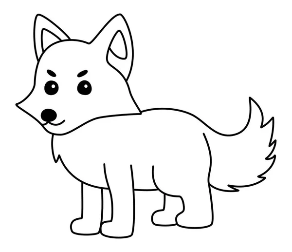 Wolf Flat Cute Cartoon Woodland Animal Isolerad Vit Bakgrund För — Stock vektor