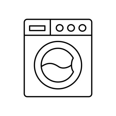 Çamaşır makinesi ikonu, günlük ev işlerini basitleştiren ve temiz ve düzenli bir ev ortamı sağlayan temel bir alet olan, zahmetsiz temizlik için modern ev otomasyonu sergiliyor.