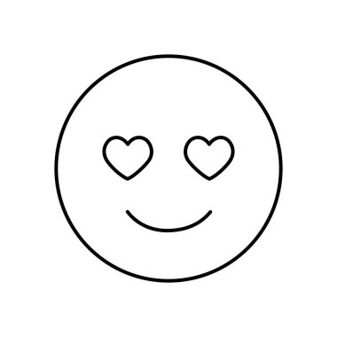 Çekici minimalist vektör grafiğiyle bakan neşeli emoji, neşe ve olumlu duyguları etkili bir şekilde ileten dijital bir sembol olarak sevgi ve derin şefkat yayıyor.