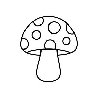 Basit, büyüleyici bir çizgi çiziminde tuhaf noktaları olan mantar, ikonik orman temalı bir illüstrasyon için eğlenceli bir doğal element ekliyor.