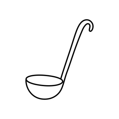 Basit bir mutfak kepçesi taslak simgesi. Aşçılık, çorba ve yemek hazırlama sanatını temsil ediyor..