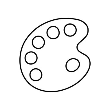 Saydam arkaplan üzerindeki temiz minimalist çizgi sanatında renk paleti ana hatları simgesi, yaratıcılığı, sanatsal ilhamı ve grafik tasarım kullanımı için iyi sanatı temsil eder.