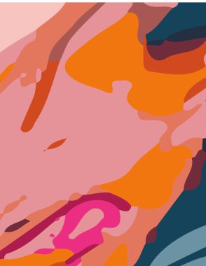 Mavi minimalist soyut estetik çizim. Modern duvar dekorasyonu. Çağdaş sanatsal poster koleksiyonu