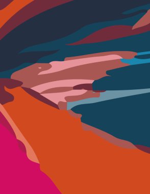 Mavi minimalist soyut estetik çizim. Modern duvar dekorasyonu. Çağdaş sanatsal poster koleksiyonu
