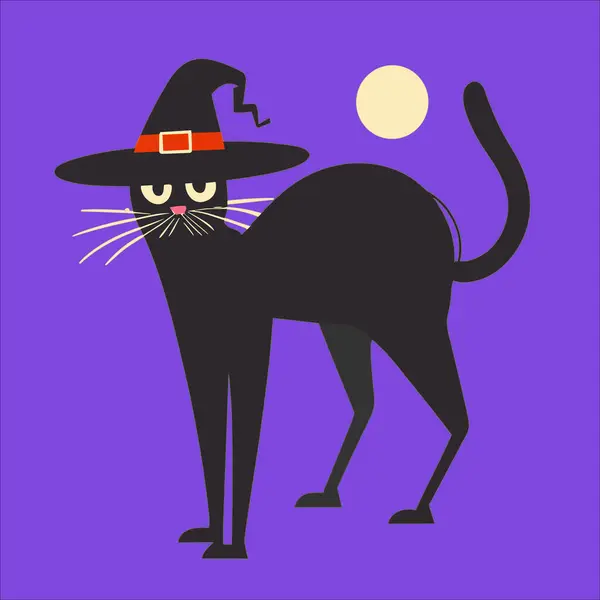 Cadılar Bayramı Ruhuna Cadı Şapkalı Kara Kedi Vektörleriyle sarıl!