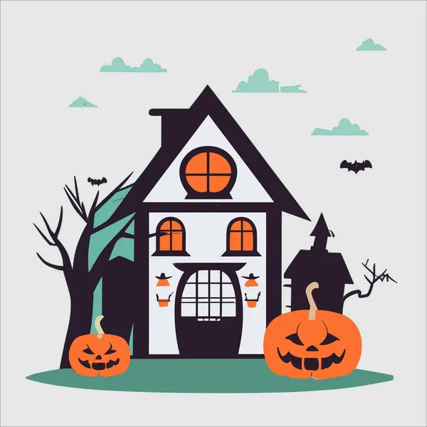 Una Simple Casa Halloween Con Toque Espeluznante Perfecta Para Aquellos — Vector de stock