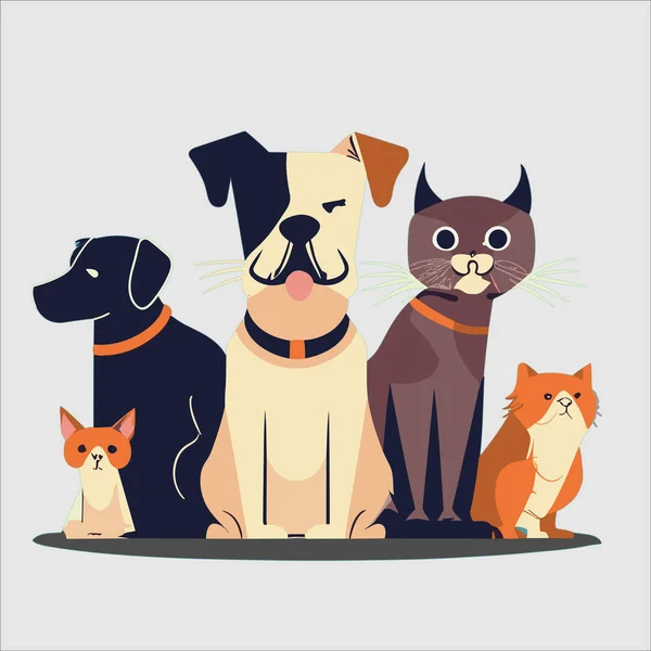 Bir evcil hayvana sahip olmanın zevkini keşfet! Dostça, basit vektör tasarımlarımız kediler ve köpekler arasındaki bağı kutluyor..