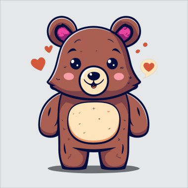 Bu vektör sanatı, sevimli bir oyuncak ayının karakter sanatını gösteriyor..