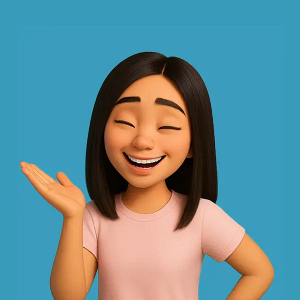 Bu görüntüde omuz hizasında koyu saçlı açık pembe kısa kollu gömlek giyen ve beş farklı poz veren biri var..