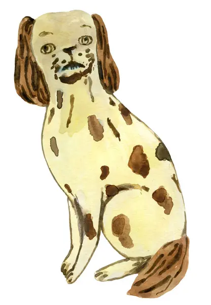 Aquarell Hund Auf Weißem Hintergrund Handgezeichnete Einzelillustration — Stockfoto