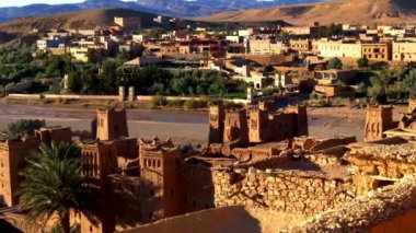 Fas 'tan Ait Benhaddou. UNESCO Dünya Mirası Alanı. yüksek kalite 4K görüntü
