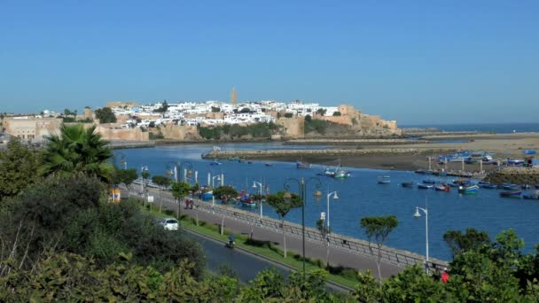 Rabat Taki Udayaların Kasbah Ina Doğru Bou Regreg Nehri Nden — Stok video