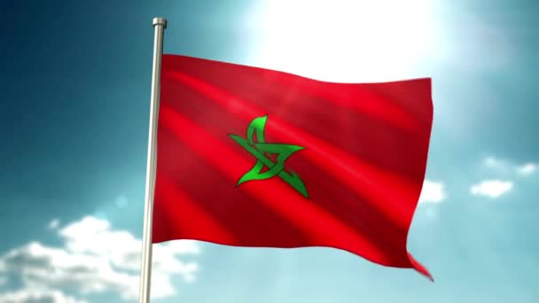 Marokkó Zászló Kiváló Minőségű Felvételek — Stock videók