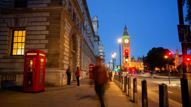 Big Ben Телефонний Стенд Вестмінстерське Абатство Лондоні Велика Британія Big — стокове відео