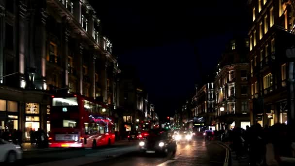ロンドン リージェント ストリート アット ナイト — ストック動画