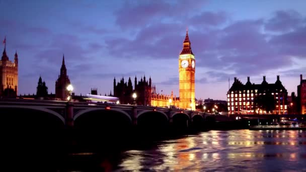 Будинки Парламенту Біг Бен Дуск Лондон Дуск Часовий Пояс Будинки — стокове відео