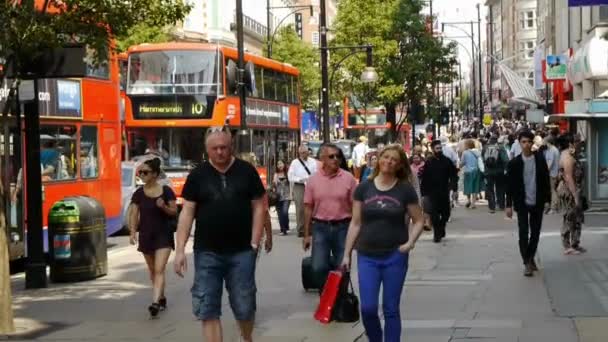 Geschäftige Straße Mit Fußgängern London England Hochwertige Aufnahmen — Stockvideo