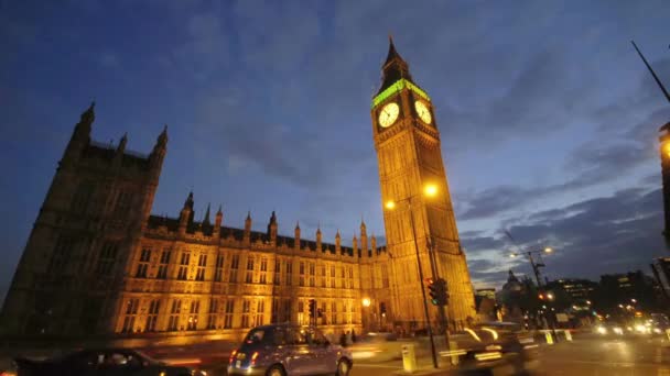 Big Ben Och Parlamentets Tidsförskjutning London Time Lapse Bilder Houses — Stockvideo