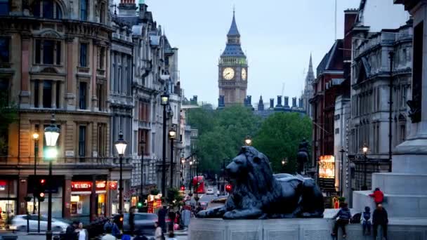 Big Ben Trafalgar Πλατεία Στο Λονδίνο Ηνωμένο Βασίλειο Big Ben — Αρχείο Βίντεο