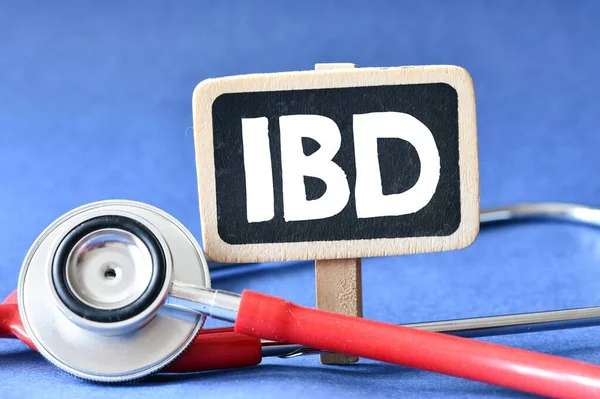 Blackboard with sign inflammatory bowel disease IBD and stethoscope