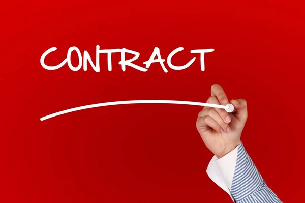 Contract Concept Contract Word Red Background — Stock Photo, Image