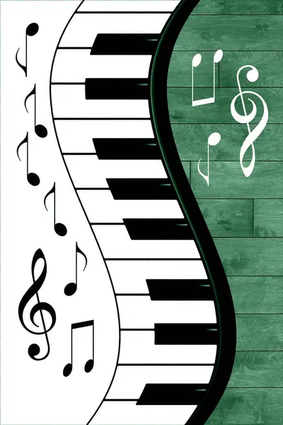 Nota Musical Vectorial Con Teclado Piano —  Fotos de Stock
