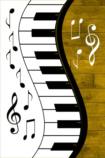 piano keys and musical note with music notes