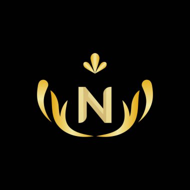 Altın Harf N Logo Simgesi Başlangıç Harfi F Tasarım Vektörü logo tasarımı