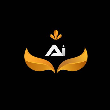 Vektör monogram harfi Ai logo tasarımı ile altın beyazı