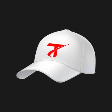 Beyaz beyzbol şapkası tasarım sanat logosu 