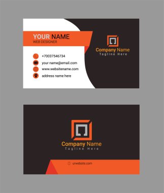 Siyah, beyaz ve turuncu modern kartvizit şablonu