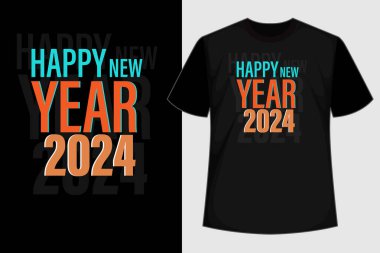 Mutlu yıllar 2024 t-shirt tasarımı