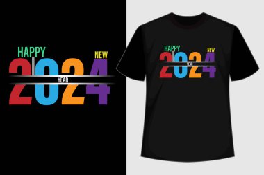 Mutlu yıllar 2024 t-shirt tasarımı