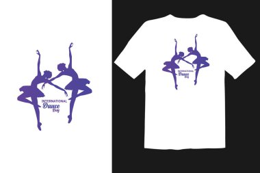 Tango dansçısı çiftin tişört tasarımı ile Uluslararası Dans Günü Vektör İllüstrasyonu