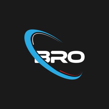BRO harfi logo tasarımı. Çember ve büyük harfli monogram logosuyla birleştirilmiş BRO logosu. Teknoloji, iş ve emlak markası logosu için BRO tipografisi