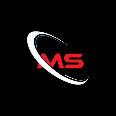 MS harfli logo tasarımı. Daireye ve büyük harfli monogram logosuna bağlı MS logosu. MS teknoloji, iş ve emlak markası logosu tasarımı için tipografi