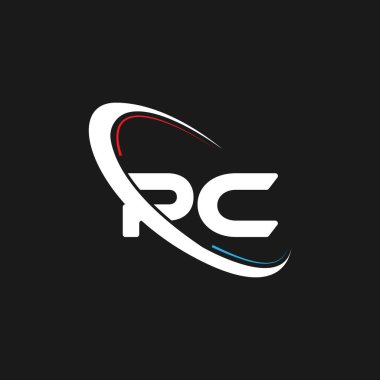 PC mektup logosu tasarımı. Çember ve büyük harfli monogram logosuna bağlı PC logosu. Teknoloji, iş ve emlak markası logosu için PC tipografisi