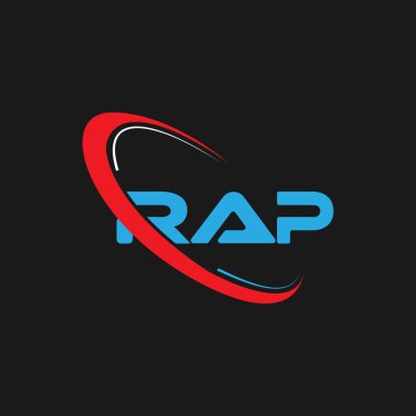 RAP harf logosu tasarımı. Çember ve büyük harfli monogram logosuna bağlı ilk RAP logosu. Teknoloji, iş ve emlak markası logosu için RAP tipografisi