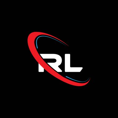 RL harf logosu tasarımı. Çember ve büyük harfli monogram logosuna bağlı RL logosu. Teknoloji, iş ve emlak markası logosu tasarımı için RL tipografisi