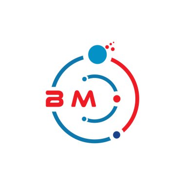 Beyaz arka planda BM harfli teknoloji logosu tasarımı. BM yaratıcı harflerin baş harfleri IT logosu kavramı. BM harf tasarımı