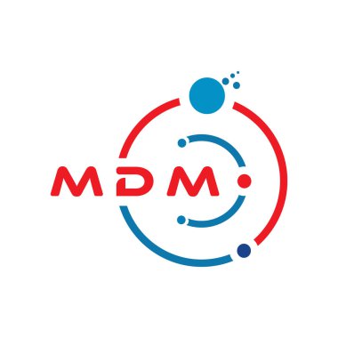 Beyaz arka planda MDM harfli teknoloji logosu tasarımı. MDM yaratıcı baş harfleri IT logosu konsepti. MDM harf tasarımı