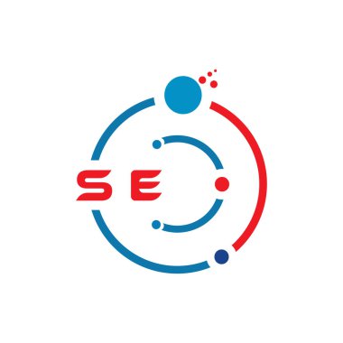 Beyaz arka planda SE harfli teknoloji logosu tasarımı. SE yaratıcı harflerin baş harfleri IT logosu konsepti. SE harf tasarımı